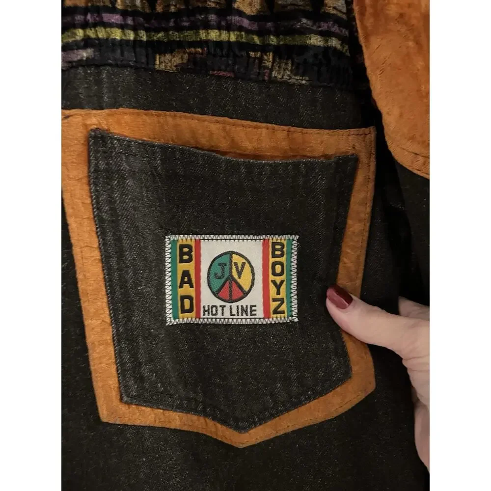 Bad Boyz Black Denim And Velvet Men’s Shacket Sz M Vintage